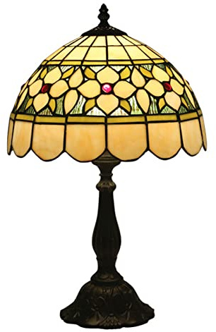 GAUUA Tiffany Style Table Lamp Baroque Art Deco Stained Glass Desk Lamp Retro 12 Inch Glass Shade with Resin Base for Living Room Office Bedroom Bedside