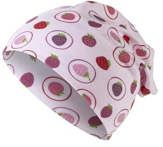 Sterntaler Beanie Erdbeeren Sommer Jersey - Babymütze aus Flammgarnjersey für Mädchen mit UV Schutz 50+ - Leichte Mütze mit Erdbeer -Druck schützt den Kopf an heißen Tagen vor der Sonne - rosa, 41