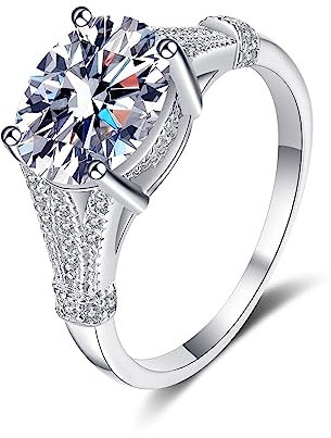 925er Sterling Silber Verlobungsringe, Oval Freundschaftsringe Weiß Zirkonia Ring Trauring Ehering Verlobung Hochzeit Geschenk Größe 52 (16.6)