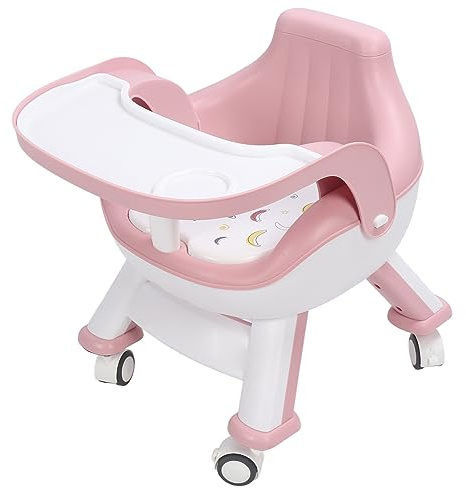 Multifunktionaler Babysitz mit Schallkissen und Rädern, U-förmiger Rückenlehne und Baby-Esszimmerstuhl mit Abgerundeten Ecken für Optimalen Schutz der Wirbelsäule (Rosa)