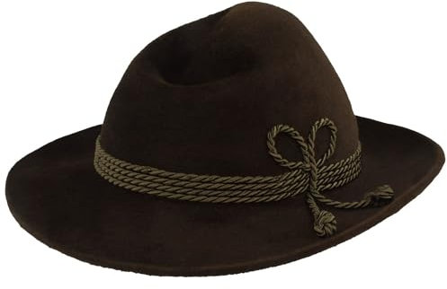 Breiter Herren Velour TrachtenHut FilzHut Herrenhut Werdenfelser – Hut Handgemacht 100% Haarfilz mit Kordel-Garnitur & Echtleder Schweißband - Krempe 7,5 cm Olive 56