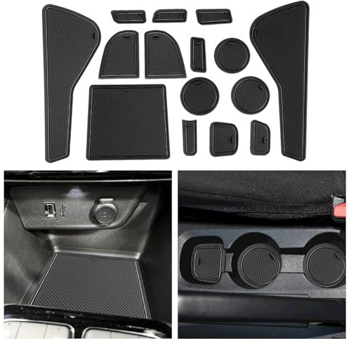 CDEFG Kompatibel mit Opel Corsa F 2020-2024 2025, Gummimatten Mittelkonsole Antirutschmatten rutschfest Becherhalter Gummi Matte Armlehne Corsa F Manuelle Bremse Zubehör (Schwarz)