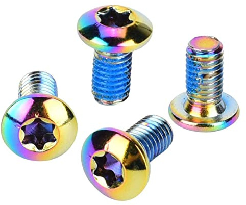 POPETPOP M5*10mm Titanium Steel Brake Pad Screws Set of 12 Colorful Bike Screws for Mountain and Road Bicycles Anti-rust Finish