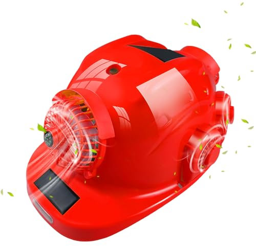 Smart Construction Casque de sécurité avec 8 ventilateurs et 2 panneaux solaires, casque de sécurité Bluetooth avec charge USB, pour la construction et l'amélioration de la maison, rouge, 22 000 mA