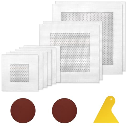 Tyqour Lot de 13 patchs autocollants de réparation murale, 10/15/20 cm, en aluminium, filet en fibre galvanisé, pour couvrir les trous de perçage et les fissures dans le plâtre
