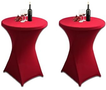 DYOUen 2 Stück Stretch Stehtisch Hussen, Elastische Hussen für Stehtische Ø 80 – 85 cm Weihnachten,Maschinenwaschbar bis 40°C Bar Counter, Runde Tisch Hochzeit, Geburtstagsfeier (Rot, XL-2)