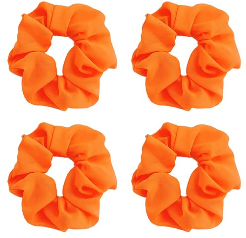 4pcs Neon Scrunchies für Haar 80er Jahre,Neon Haar Zubehör Scrunchy Elastische Haarbänder Haarseile Dehnbare Haarbinder Ponytail Halter für 80er Jahre Party Outfit (orange)