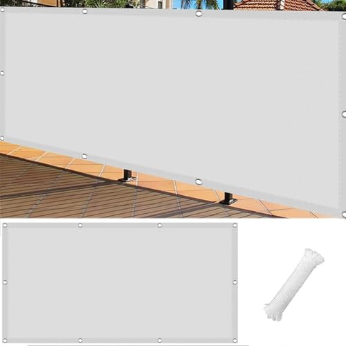 Balcon Privacidad 140 x 180 cm Impermeable, Protección UV Revestimiento de Balcón Valla Jardin con Cuerda Libre para Balcón Jardín Terraza Patio Porche, Blanco