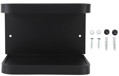 Fuerdich Oilettenpapierhalter, Klorollenhalter Wandmontage mit Ablage Klopapierhalter WC Papier Halterung Wandmontage Toilettenpapierhalter mit Feuchttücherbox Klopapierhalter Ohne Bohren (Black)