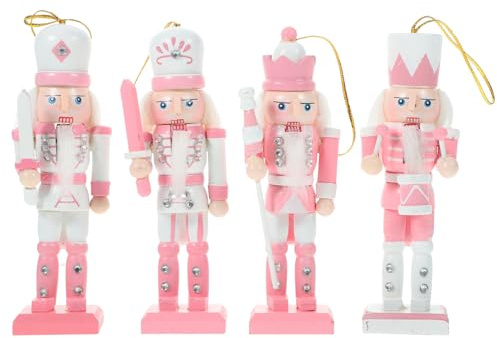 Veemoon 4 Stück Weihnachts Nussknacker aus Holz, 12cm - Soldat Ornamente Baumbehang Christbaumschmuck Weihnachtsschmuck Für Den Balkonfensterschrank Bei Der Weihnachtsfeier