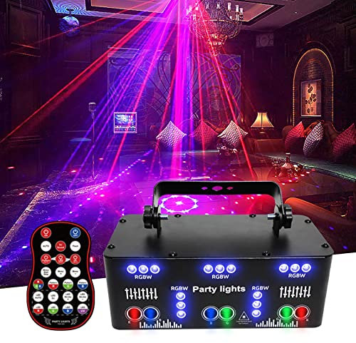 Discolicht Partylicht, LED RGB Licht DJ Projektor Musikgesteuert DJ Disco Lichter, DMX Effektstrahler, mit Fernbedienung, Party Lichter mit Stroboskop, Für KTV Familientreffen Hochzeit Party Bar