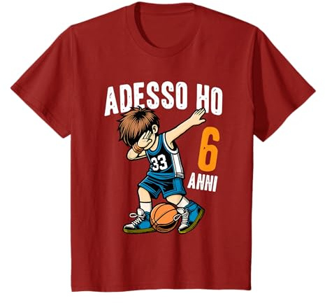 Bambino Compleanno bambino 6 anni amanti basket adesso ho 6 anni Maglietta