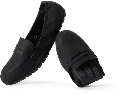 DREAM PAIRS Mocasines de ballet plegables para mujer, con puntera redonda, cómodos, ligeros, informales, de vestir, NEGRO (BLACK-SUEDE), 35 EU