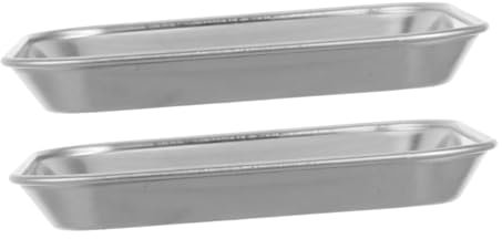 2 Piezas Plato de cena engrosado plato de galletas sartén metálico bandeja para pintar sartenes para horno tostador plato cuadrado platos grandes Acero inoxidable Silver ROMISBABA