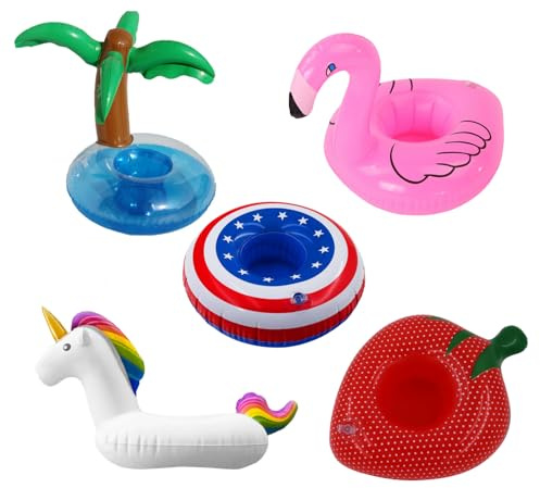 Schwimmender Getränkehalter,5 Stück Aufblasbare Pool Getränkehalter Schwimmend Becherhalter Pool Mini Aufblasbare Getränkehalter Aufblasbare Getränkehalter Set für Beachparty, Strand-Mottoparty