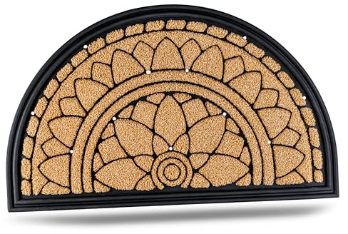 APleasant Outdoor Door Mat - Heavy Duty Non-Slip Rubber Front Door Mat Outdoor & Indoor. Washable Dirt Defender & Boot Scraper Entrance Mat with Drainage, Large Welcome Mat Yellow (45x75cm)
