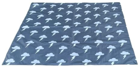 BundleBean Wasserdichte Picknickdecke - Grau/Silber Lightning - Leichte kompakte Strandmatte Picknickdecke mit kompaktem Packsack Lge Picknickdecke sanddicht und reißfest für Camping, Strand