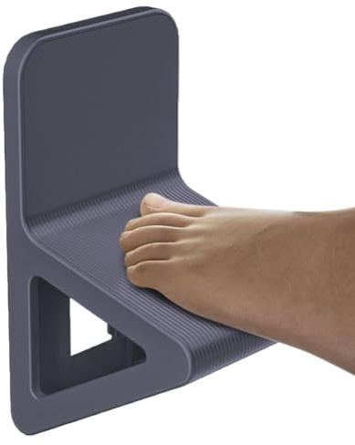 Shower Shaving Foot Rest, Bathroom Pedal, Triangular Stable Shower Step, Non-Slip Design, Space-Saving and Support for Shaving Legs, Bathtub, 16x9x9.7 cm, White and Black