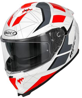 Integralhelm ROCC 390 Glänzend - Weiß / Rot, Größe: M
