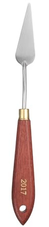 sourcing map Palette Knife Painting Tool 2.36 x 0.79 Stainless Steel Teardrop Blade 8.27 Length Spatula Painting Pallet Knives with Hole Beech Wood Handle for Oil Acrylic Canvas, Red/Silver