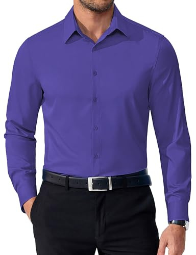 WINKEEY Camicia Uomo Maniche Lunga Camicie No Stiro Business Camicia Senza Rughe Regolare Fit Elegante Casual
