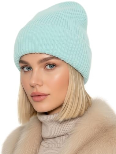 Baesics Beanie Mütze Damen - Angora Strickmütze Winter warm gefüttert weich | Weich und dehnbar mit Fleecefutter, sitzt bequem in Einheitsgröße. Für Herbst, Winter und als Geschenkidee