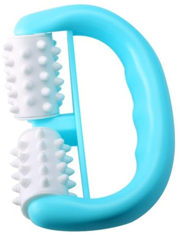 D-förmiges Cellulite Massagegerät aus Kunststoff, Blau | Körperroller für Arme und Bauch, Anwendung mit Öl oder Heißer Creme, Ergonomische Form
