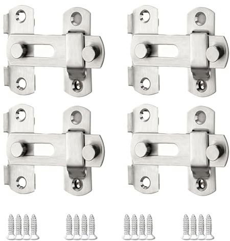 4 Stück Türriegel Edelstahl, Riegelschloss Klein Schiebetür Schloss Türschloss Flip Latch Mit Fester Schraube，für Türen Fenster Gärten Badezimmer
