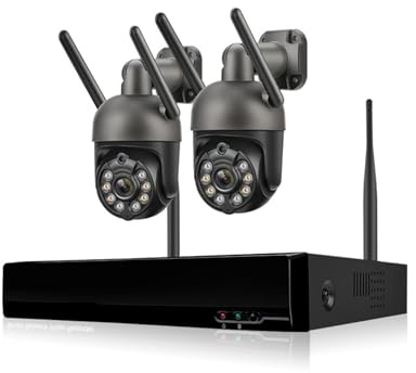 Di Telecamere Di Sicurezza IP WiFi PTZ 8CH 3MP Kit NVR Wireless For Esterni Telecamera Di Sorveglianza For Visione Notturna A Colori Audio Bidirezionale Facile Da Installare(None,8CH NVR and 2Cameras)