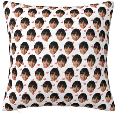 Coussin personnalisé Photo avec Photo du Visage Oreiller Cousin Personnalisable oreillers canape pour Pillow Couple Rigolo Cadeau Femme,Homme,Copine,Copain pour Drole Cadeaux Noel Anniversaire