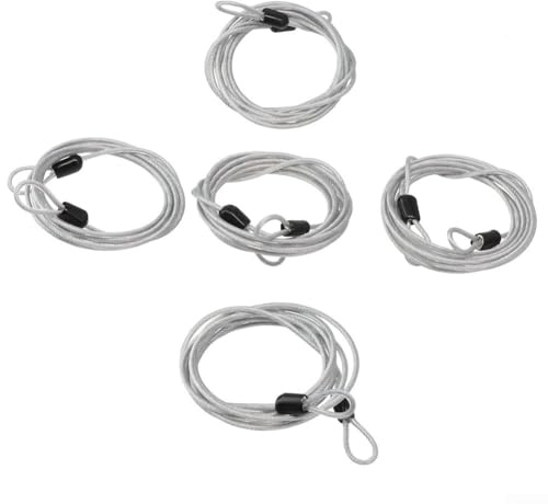 Yhenlovtt Lot de 5 câbles de sécurité en acier avec double boucle pour vélo, moto et équipements de sport, options noir/argenté 2 m