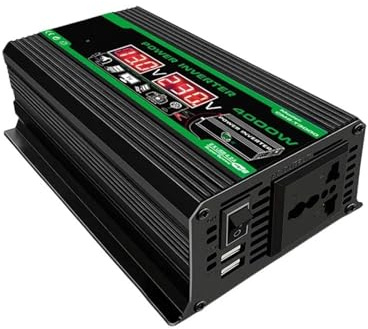 Inverter di Potenza Inverter Di Potenza Intelligente Da 12V A 220V/110V Trasformatore Di Tensione Da 4000W Display LCD Inverter Intelligente Veicoli Display(Nero,T2 12V to 220V)