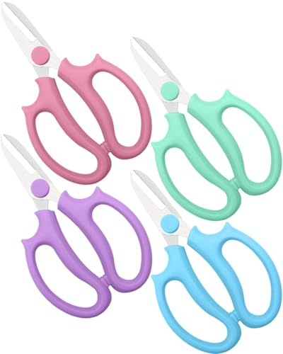 Floral Scissors, 4pcs Stainless Steel Flower Scissor for Florist Arrangements (Blue, Green, Pink, Violet)
