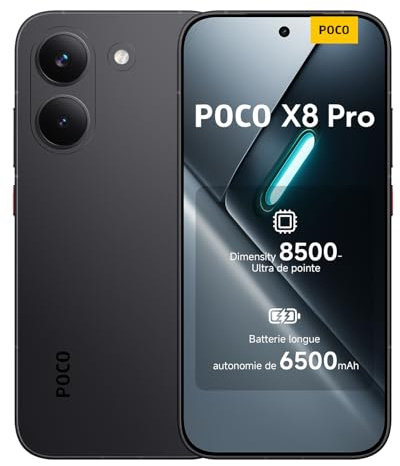XIAOMI POCO X8 Pro - Smartphone de 12+512GB, Dimensity 8500-Ultra, batería de 6500 mAh, Sensor Sony IMX882 de 50MP con OIS, 1 año de garantía Extra, Cargador no Incluido, Negro (Versión ES)