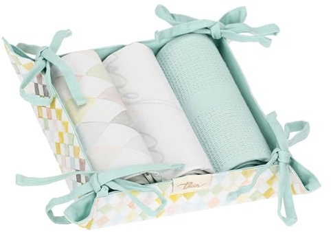 THUN Juego de 3 paños con Cesta Encanto di Primavera, Tela, 40 x 60 cm, Estilo Floral primaveral