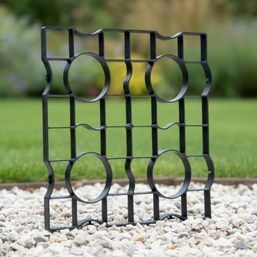 Florade Gräsarmeringsplattor 10 m² (40 plattor) – HDPE-plastgräsgaller, körbara och vattengenomsläppliga, UV-beständiga och frostsäkra – för infart, trädgårdsvägar och parkeringsplats, svart