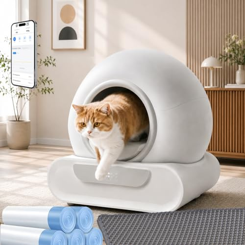 Lettiera Autopulente per Gatti XXL 74L, Toilette Automatica Intelligente con APP, Sensori di Peso e Infrarossi, Lettiera Chiusa Anti Odore, Grande Capacità per Più Gatti