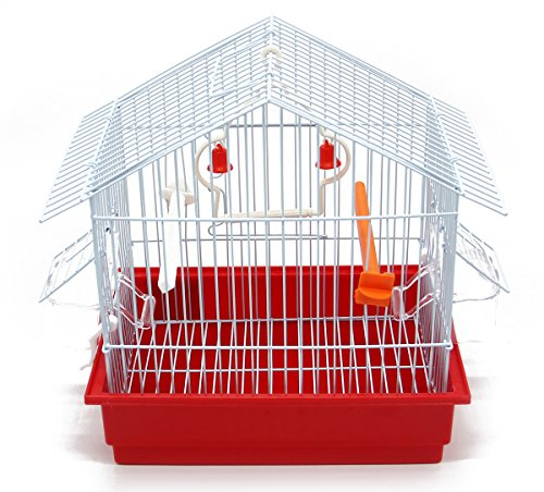 BPS Gabbia per Uccelli in Metallo Gabbia Piccola con Ciotola per Cibo e Secchio per Abbeveratoio Altalena Colore Casuale 27,5 x 19,5 x 30 cm BPS-1162