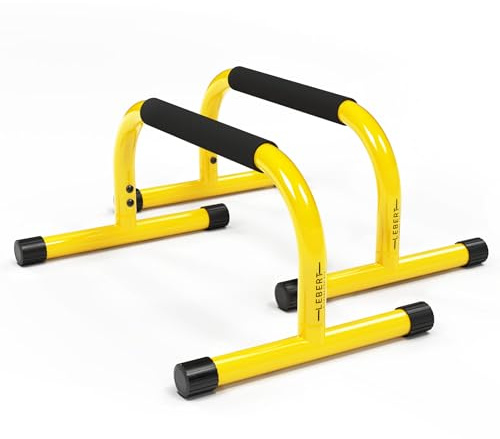 Lebert Fitness Parallette Bars Yellow – Push Up & Dip Bars for Calisthenics, Bodyweight Training, L-Sits & Handstands – Heavy Duty Steel with Non-Slip Foam Grips