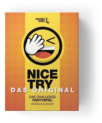 Nice Try – Das Challenge Party Spiel, Witziges Kartenspiel für 4-8 Spieler. Partyspaß auch für große Runden.