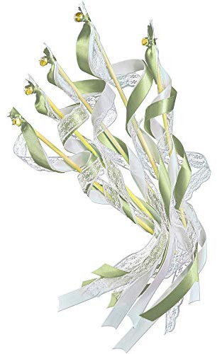 EinsSein 20x Wedding Wands Romantic grün | Hochzeitsstäbe mit Glöckchen | Glöckchenstab für Weihnachtsfeiern Hochzeitsfeiern Geburtstagsfeiern Spiele | Glücksstäbe kombinierbar mit Seifenblasen