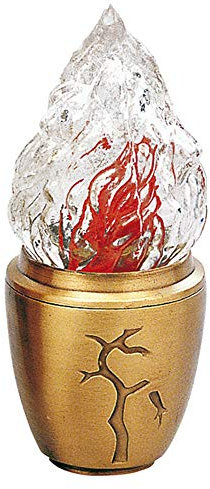 REAL VOTIVA FONDERIE D'ARTE Lampada in Bronzo - con Incisione Rami - Linea Pisside (cm 12,5, a Terreno) [T.04.1364/12.5]