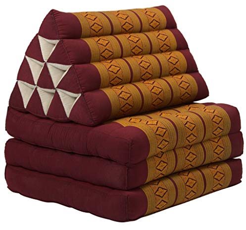 Fine Asianliving Thaikissen Dreieckskissen 3 Auflagen Kapokfüllung 50x175x8cm Thai Orange Thai Kissen Meditation Matte Matratze Kapok 301-A10