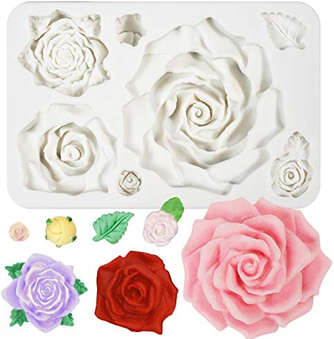 Große Rosen Silikonform Blütenknospen für Fondant Tortendeko Epoxidharz Schmuckguss Kerzenherstellung