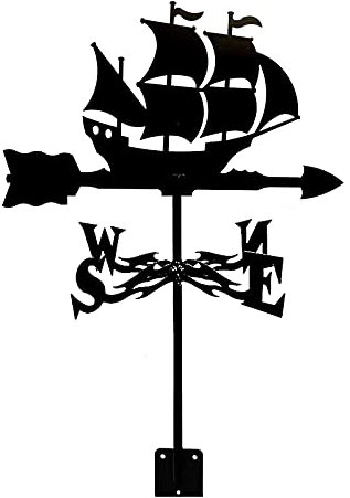 lkpqdwqz Girouette en métal pour Bateau Pirate girouette pour Montage sur Le Toit scène de Ferme en Plein air Piquet de Jardin girouette indicateur de Direction du Vent avec Outil de Mesure de revête