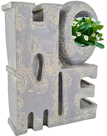 abc HOME Deko-Schriftzug Home mit Pflanzöffnung – Moderner 3D-Aufsteller in Beton-Optik – XL Deko-Buchstaben für Innen & Außen – Wetterfestes Polyresin – 28 cm Hoch