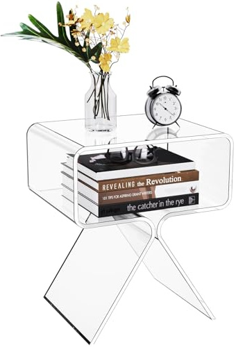 solaround Acryl Nachttisch Beistelltisch, Modernes Design Clear Home Decor Display Endtisch (Transparent)