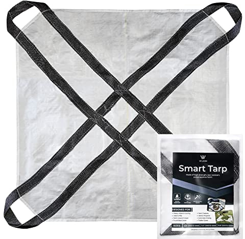 5' x 5' Heavy-Duty Utility Tarp with Reinforced Handles – Waterproof, UV-Resistant Poly-Woven Cover – Ideal for Yard Work, Home, Garden, Construction, Camping & Trailers