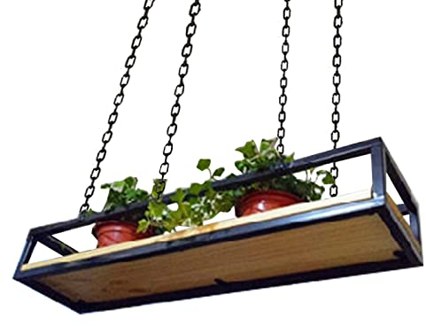 Deckenregal Hängend Küche Bar Stabiler Deckenhänger Pflanzenständer Blumenständer für Aufhängen an der Decke Hängeregal für Blumen Pflanzen Blumenstand, Massivholz und Metall, für Bar (Size : 120x25x