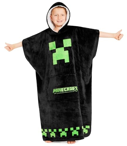 Minecraft Hoodie Decke Kinder Jungen - Übergröße Kuschelhoodie, Warm Fleece Kapuzenpullover Teenager - Tragbare Decken Hoodie Jungen